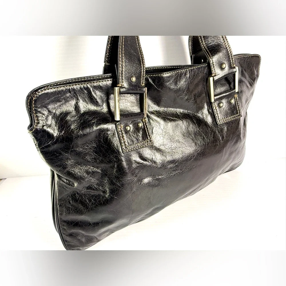 Francesco Biasia Black Leather Briefcase
